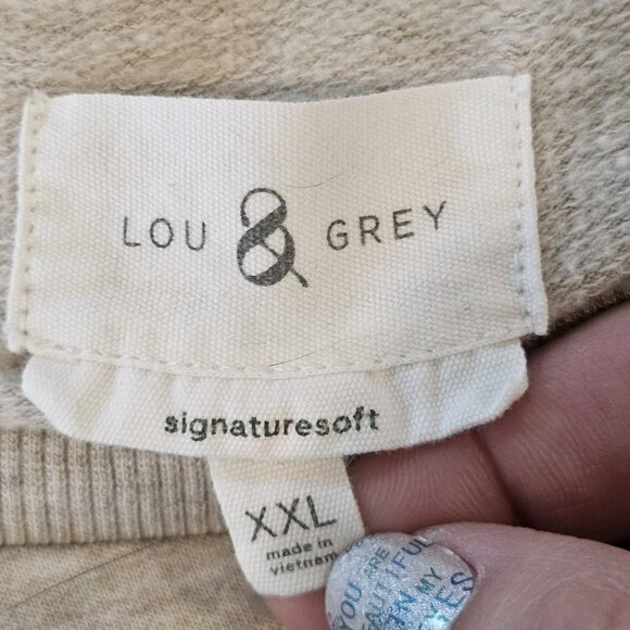 Lou & Gray Signaturesoft Cream Sweatshirt Size XXL Side Cinch Beige Cozy Casual - Picture 9 of 11